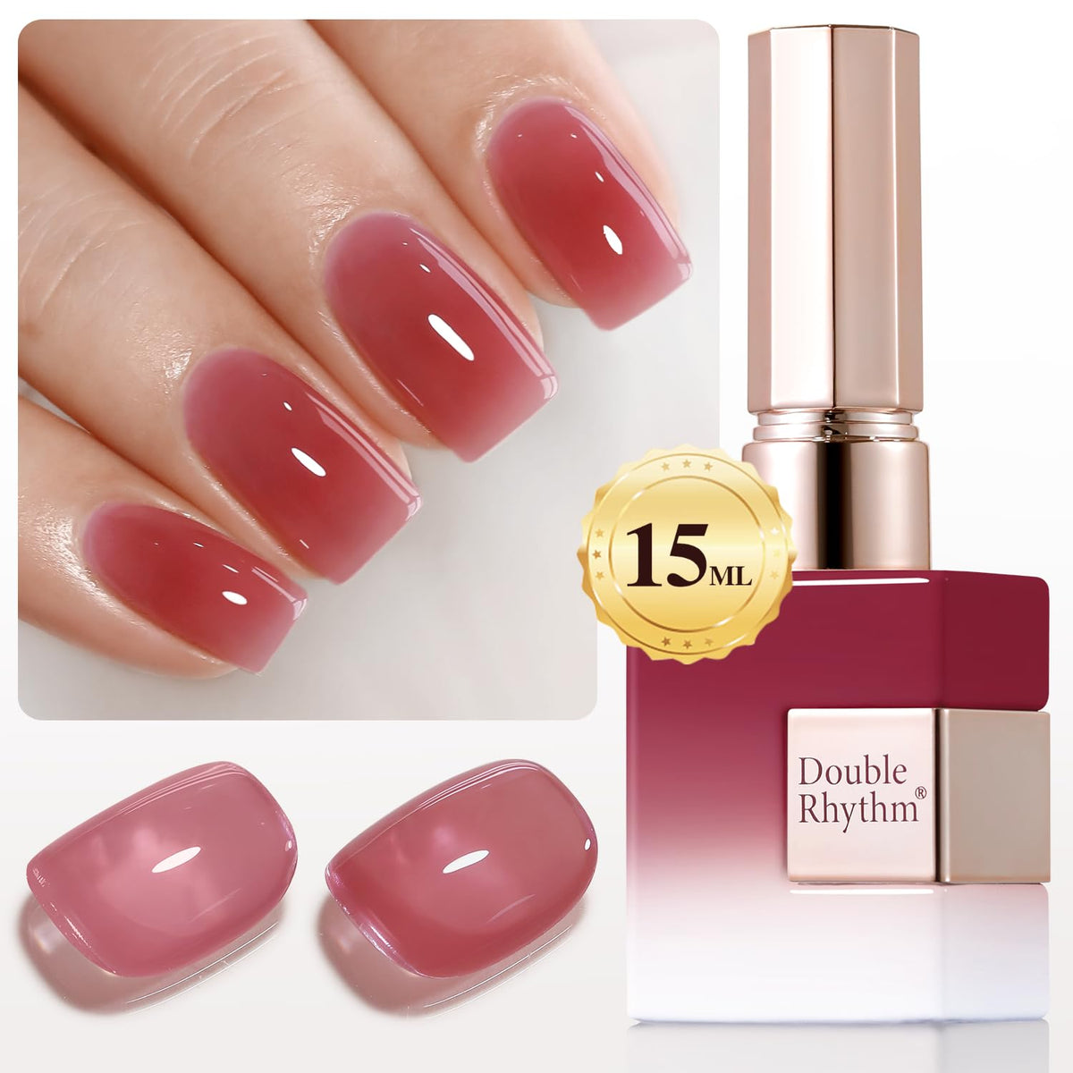 Double Rhythm Gel Polish 0.5 OZ Deep Purple Pink front view