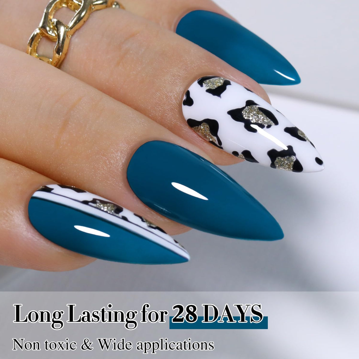 Double Rhythm Gel Polish 15ML Blue-A1458 in use at home