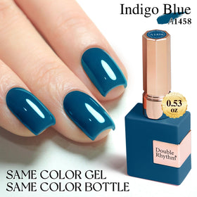Double Rhythm Gel Polish 15ML Blue-A1458 on nails
