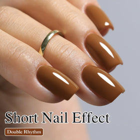 Double Rhythm Gel Polish 15ML Brown-A1444 in a manicure setting