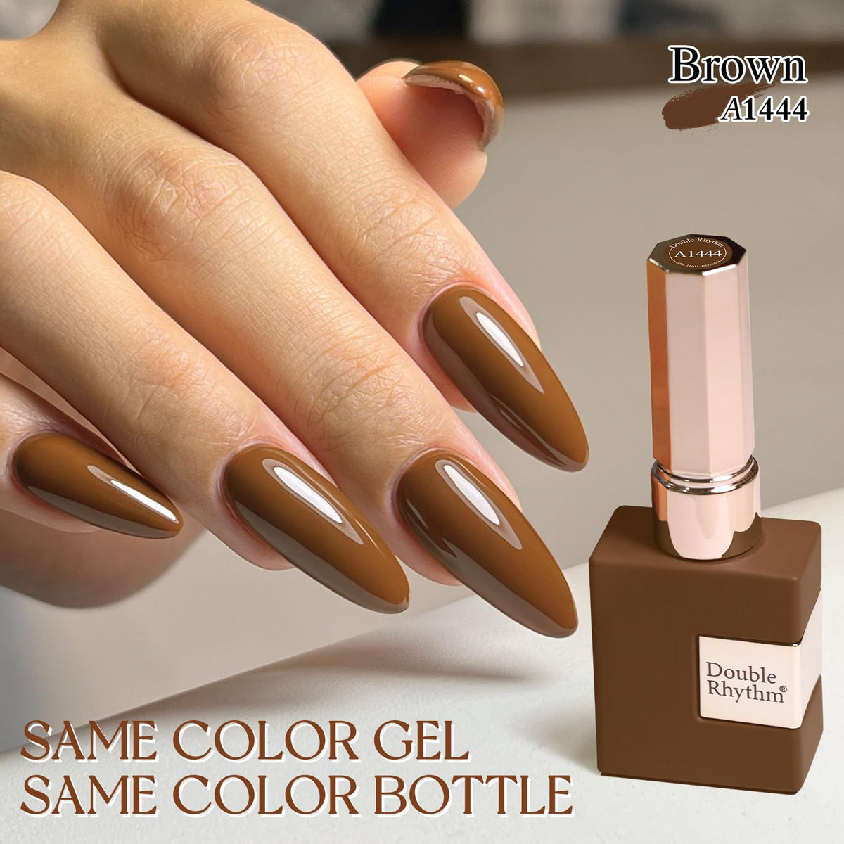 Double Rhythm Gel Polish 15ML Brown-A1444 with brush applicator