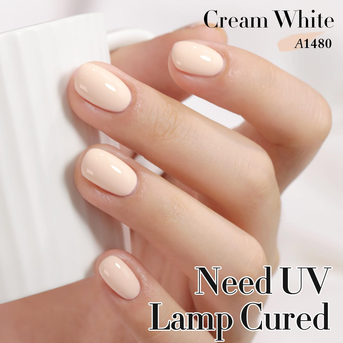 Double Rhythm Gel Polish 15ML Cream White A1480 bottle side view