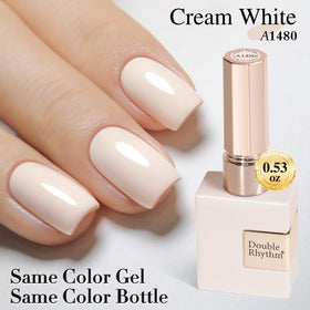 Double Rhythm Gel Polish 15ML Cream White A1480 with base and top coat