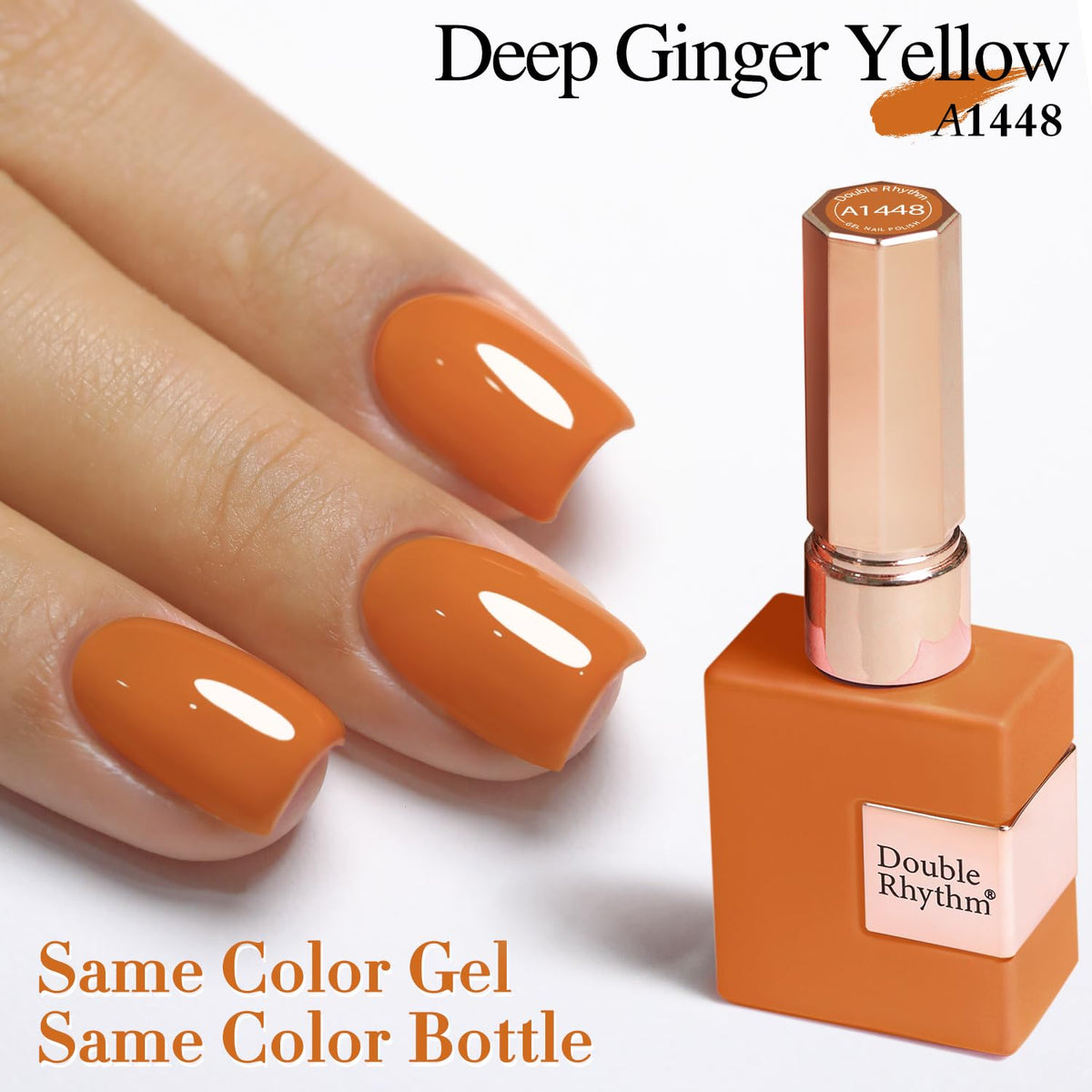 Double Rhythm Gel Polish 15ML Deep Ginger Yellow with UV lamp