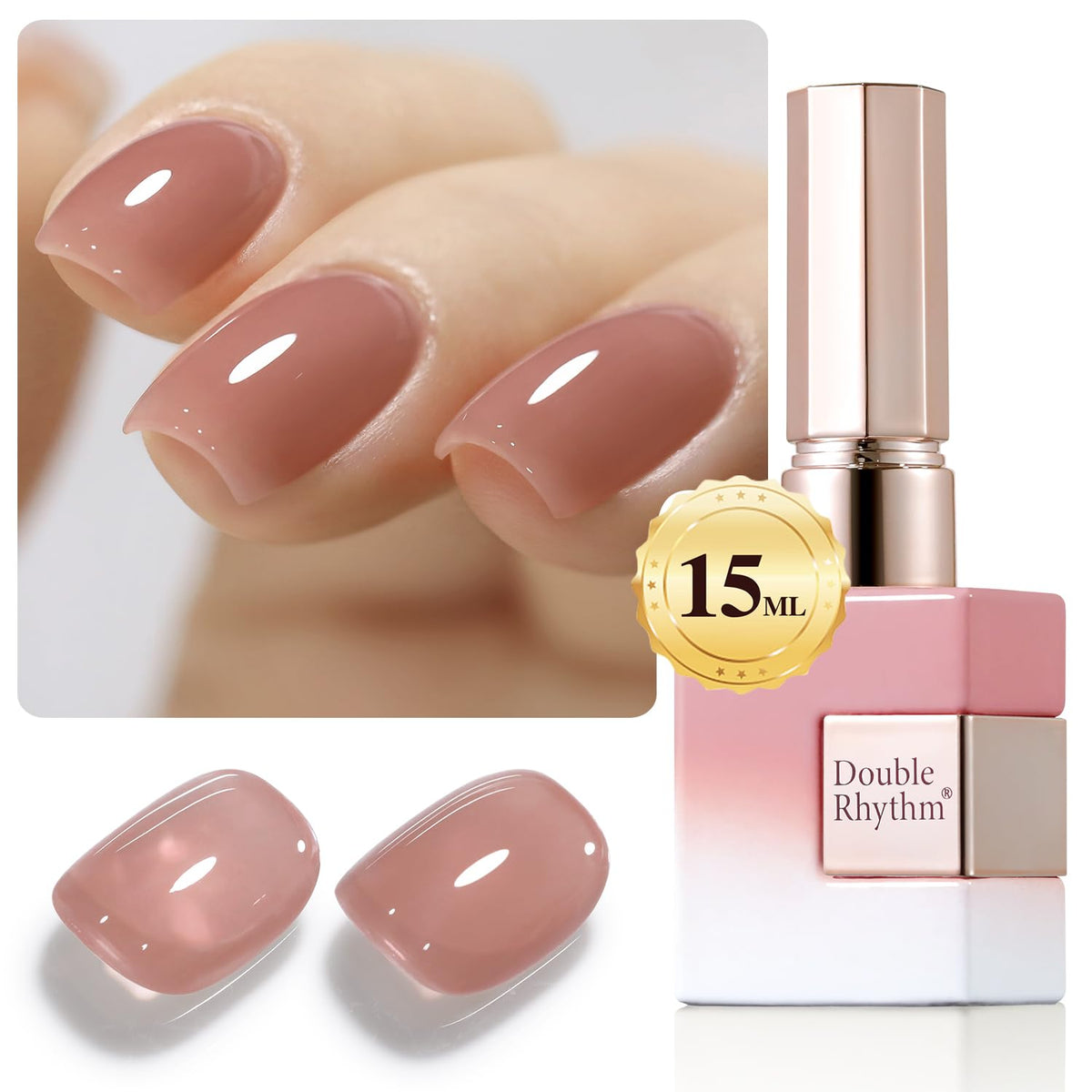 Double Rhythm Gel Polish 15ml Deep Nude front view