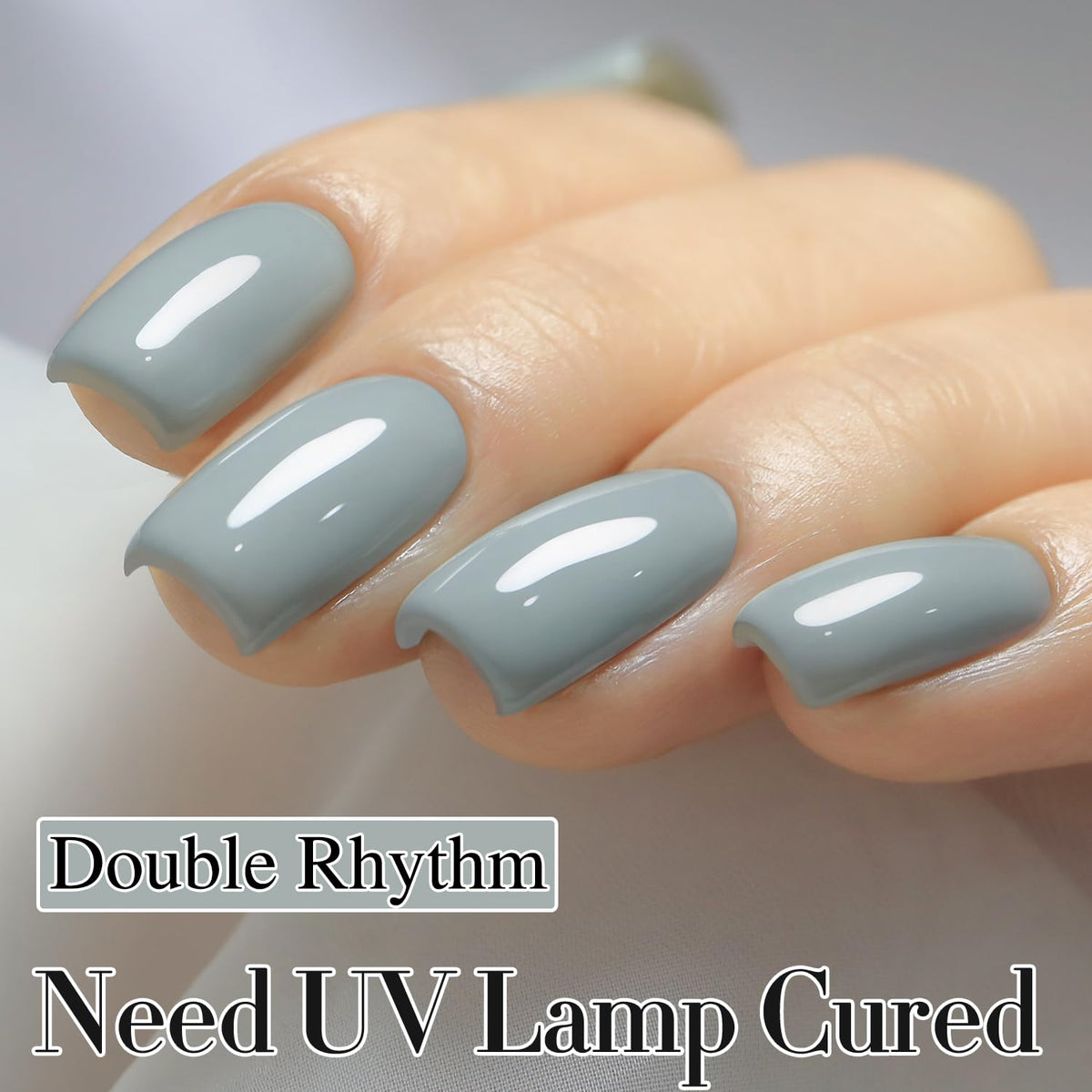 Double Rhythm Gel Polish 15ML Milky Gray application on nails