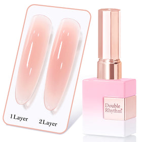 Double Rhythm Gel Polish 15ml Milky Peach Pink front view