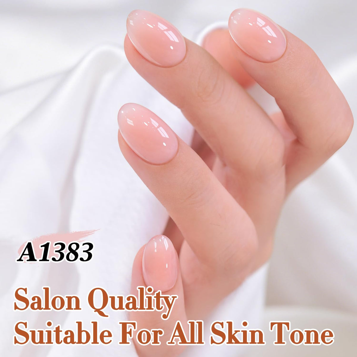 Double Rhythm Gel Polish 15ml Milky Peach Pink in use