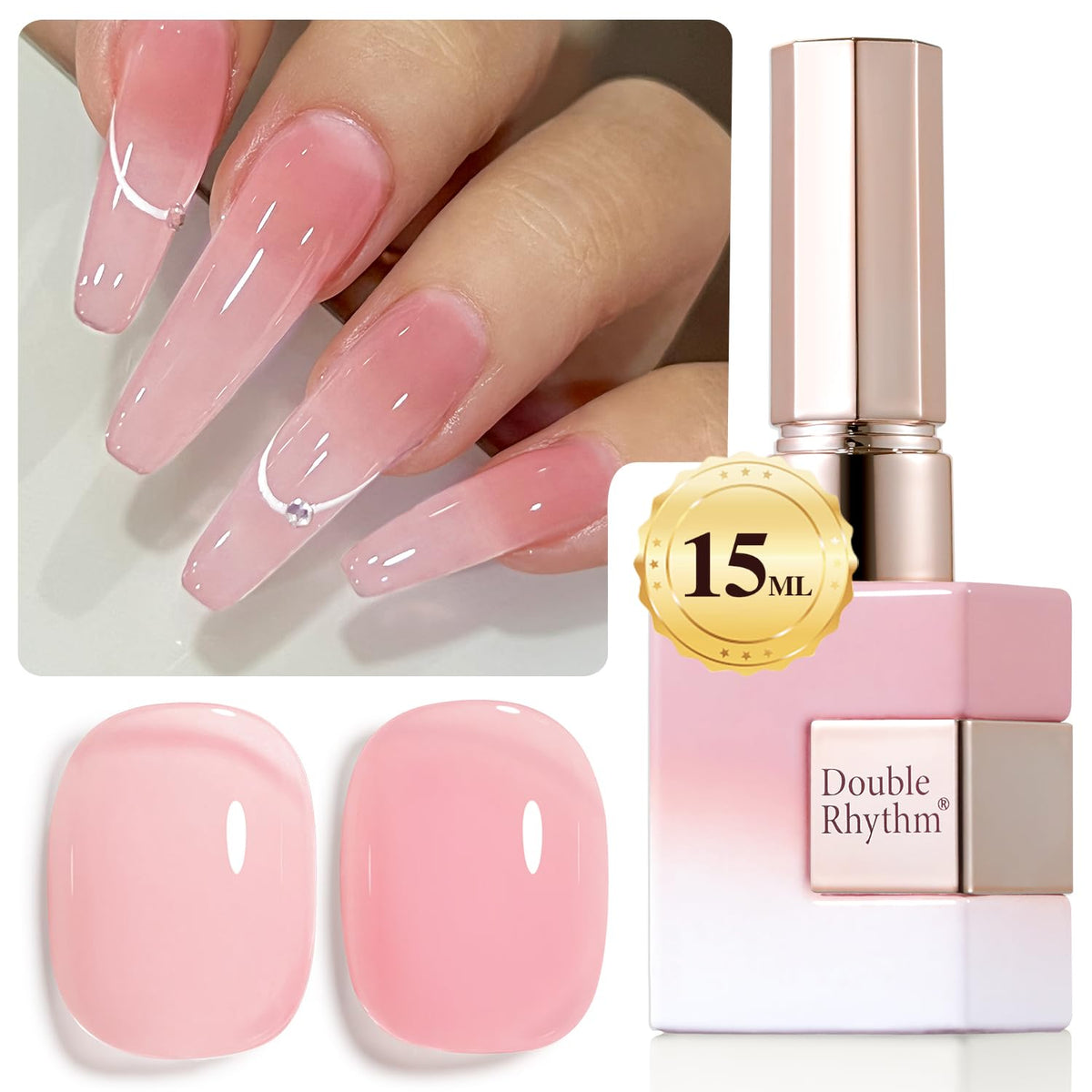 Double Rhythm Gel Polish 15ml Milky Pink front view