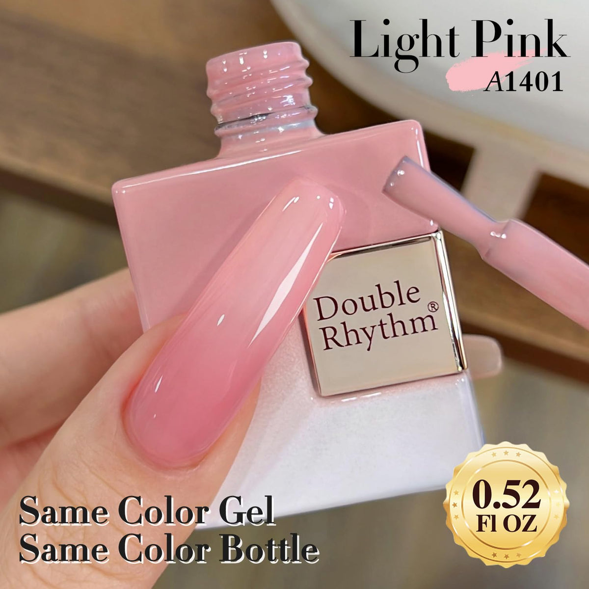 Double Rhythm Gel Polish 15ml Milky Pink in a beauty setup