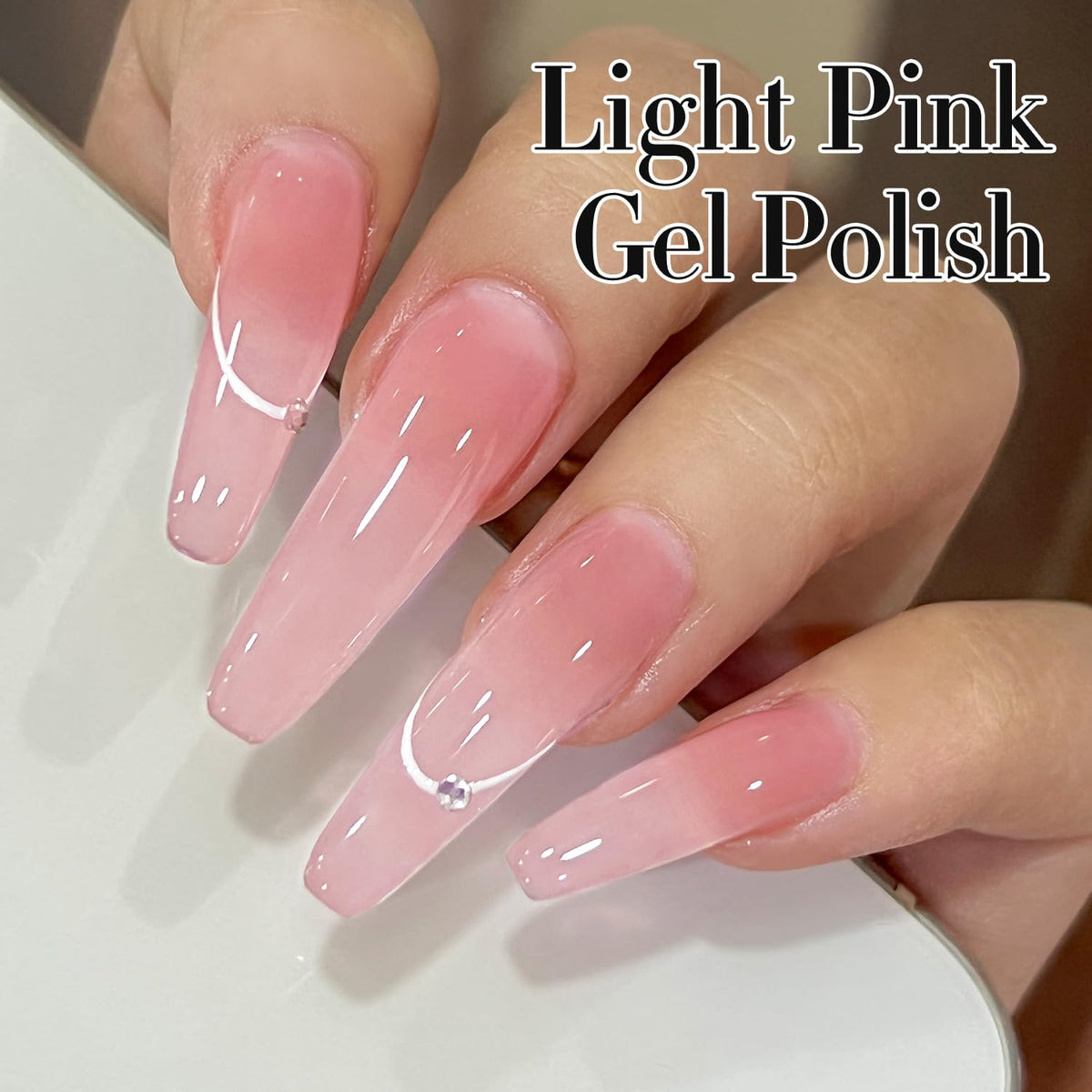 Double Rhythm Gel Polish 15ml Milky Pink with UV lamp