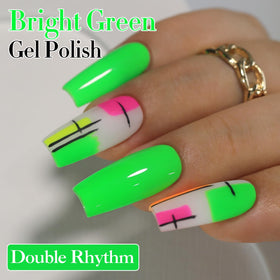 Double Rhythm Gel Polish 15ML Neon Glow Green A1421 bottle with label