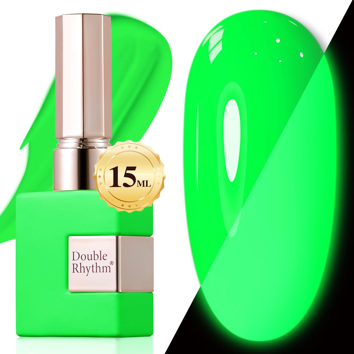 Double Rhythm Gel Polish 15ML Neon Glow Green A1421 front view