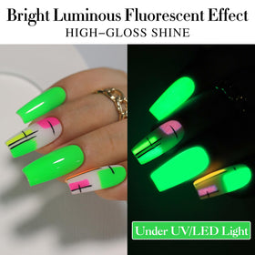 Double Rhythm Gel Polish 15ML Neon Glow Green A1421 with nail art tools