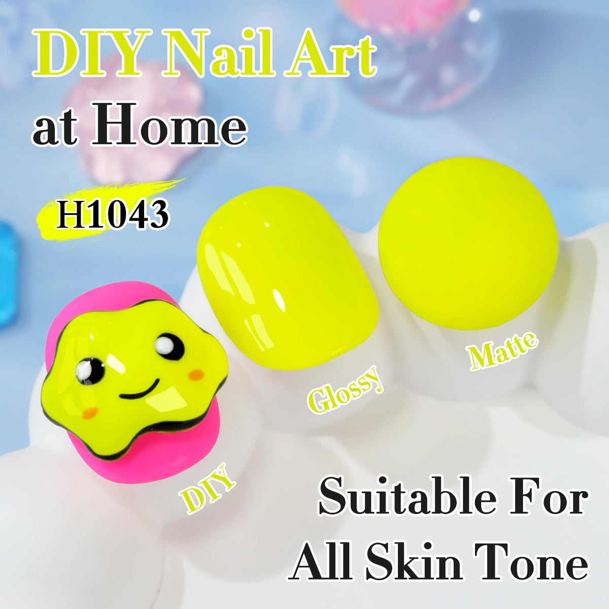 Double Rhythm Gel Polish 15ml Neon Yellow H1043 applied on nails