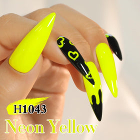 Double Rhythm Gel Polish 15ml Neon Yellow H1043 with nail art tools