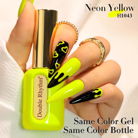 Double Rhythm Gel Polish 15ml Neon Yellow H1043 with UV lamp