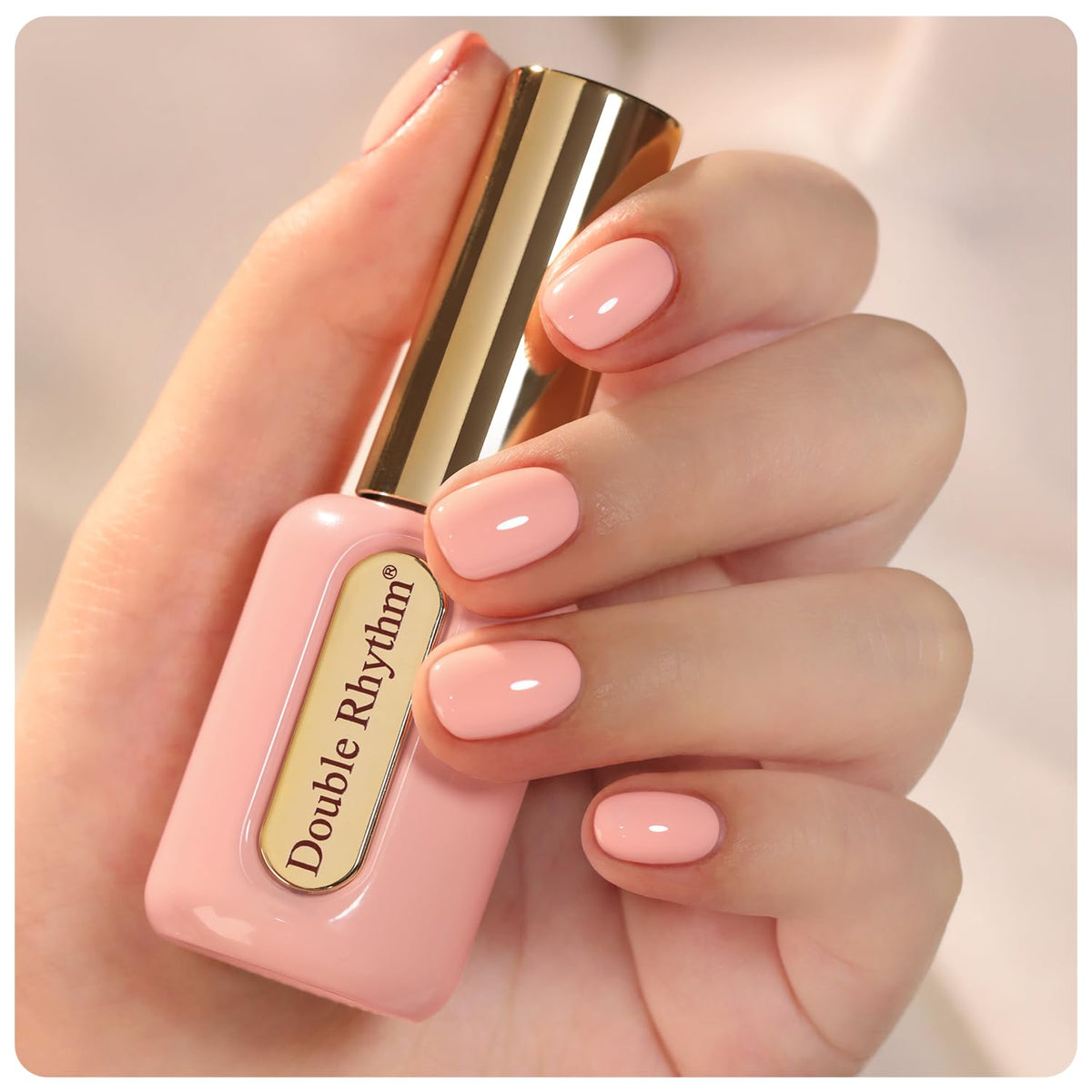 Double Rhythm Gel Polish 15ml pastel pink orange front view