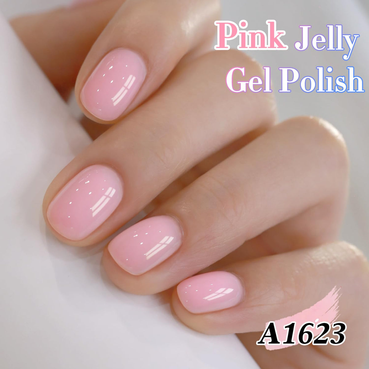 Double Rhythm Gel Polish 15ml Pink-A1623 applied on nails