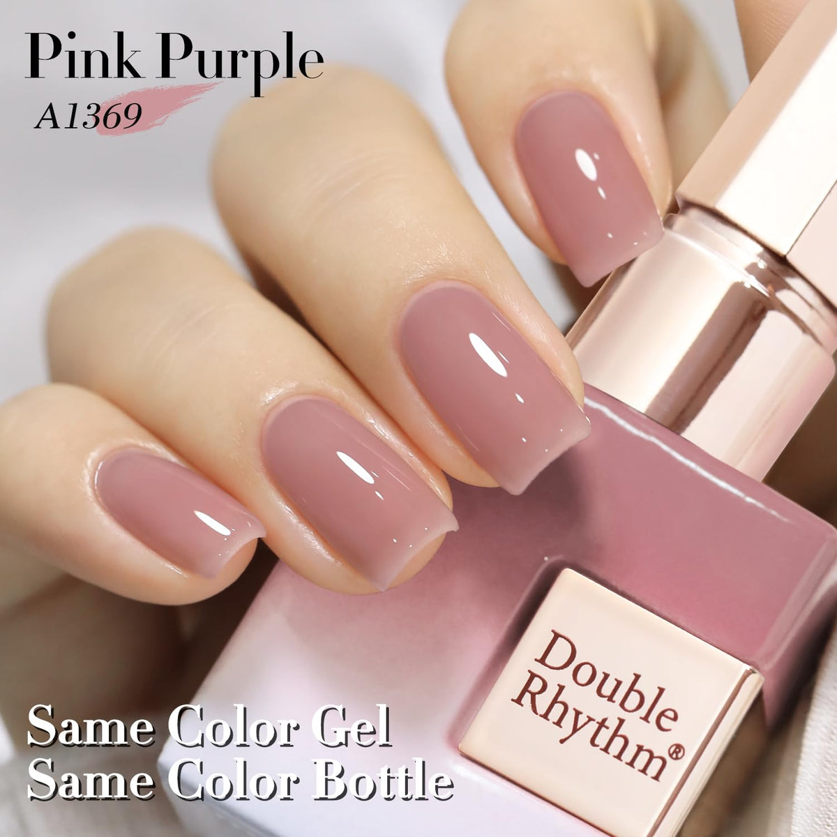 Double Rhythm Gel Polish 15ml Pink Lilac on a nail art display
