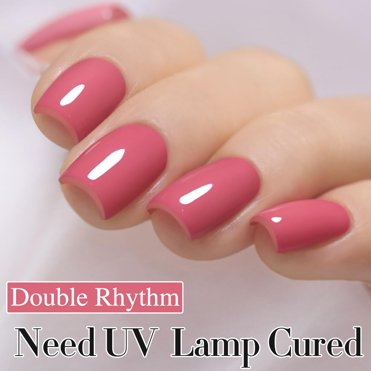 Double Rhythm Gel Polish 15ML Rose Pink A1473 application on nails