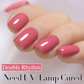 Double Rhythm Gel Polish 15ML Rose Pink A1473 application on nails