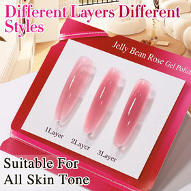 Double Rhythm Gel Polish 15ml Rose Pink applied on nails