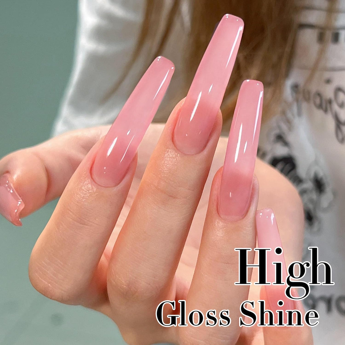 Double Rhythm Gel Polish 15ml sheer pink bottle with base and top coat