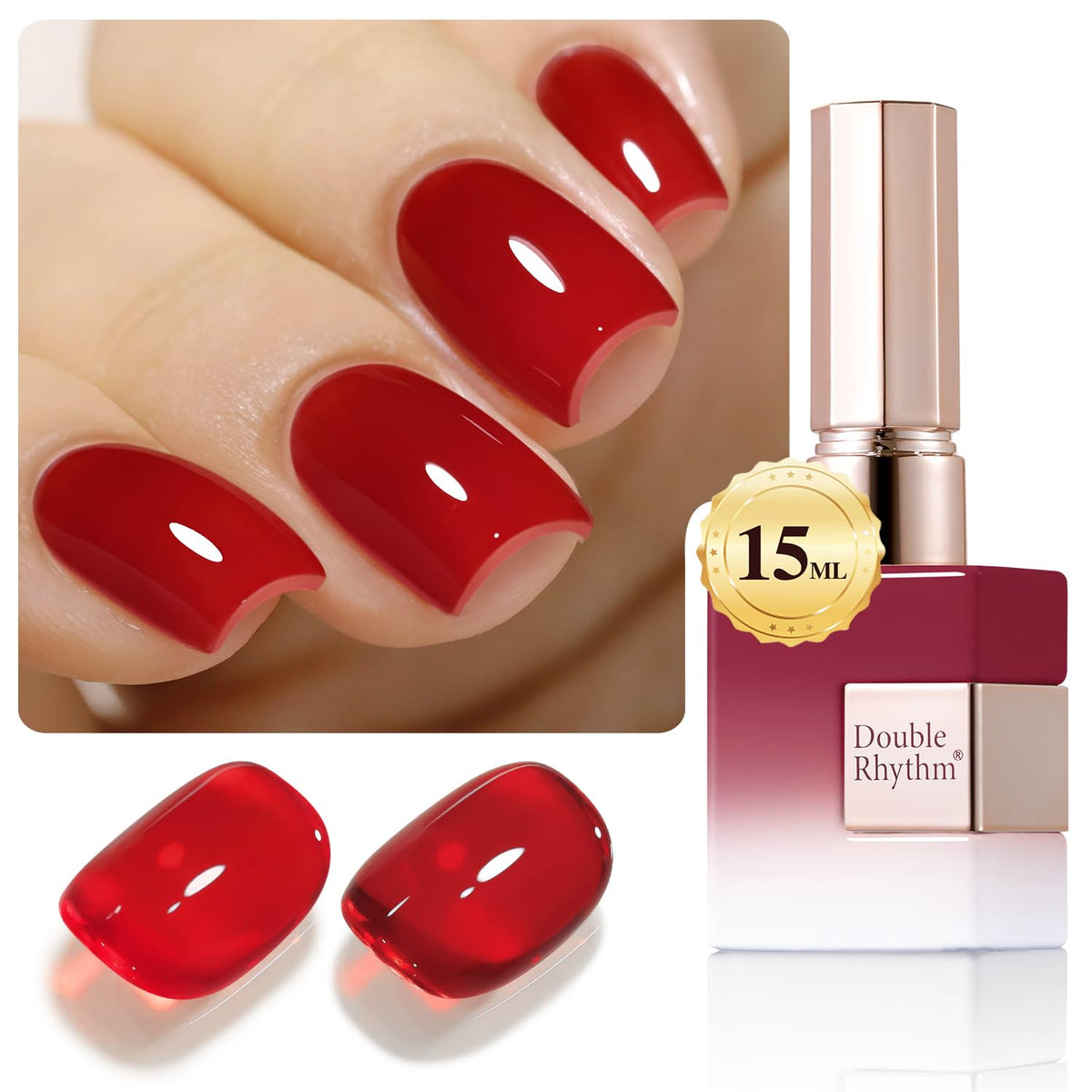 Double Rhythm Gel Polish 15ML Translucent Red A1449 front view
