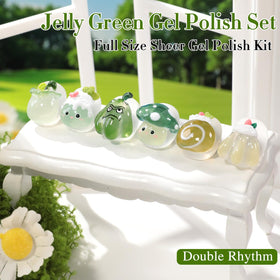 Double Rhythm Gel Polish bottles with jelly milky light green