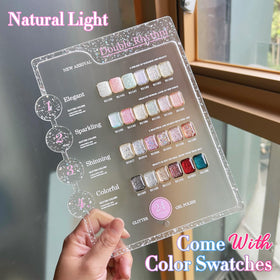 Double Rhythm gel polish bottles with labels