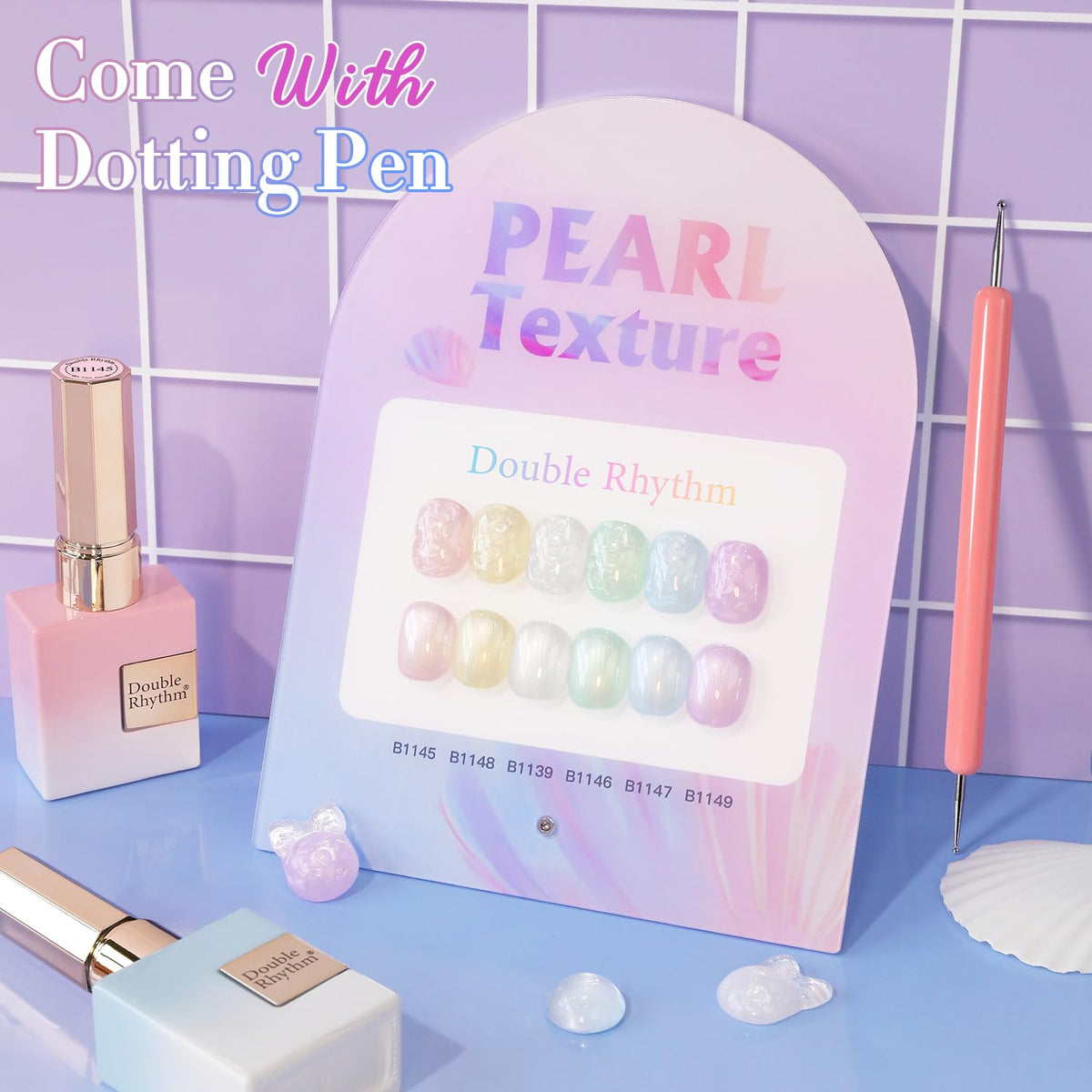 Double Rhythm Gel Polish bottles with UV lamp