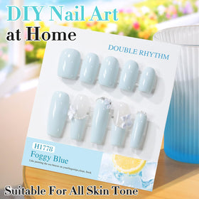 Double Rhythm Gel Polish Creamy Blue H1778 applied on nails