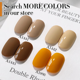Double Rhythm Gel Polish Ginger Yellow 15ML on a nail art display