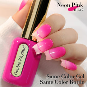 Double Rhythm Gel Polish Hot Pink 15ml application on nails
