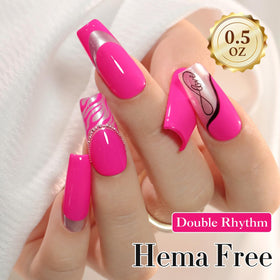 Double Rhythm Gel Polish Hot Pink 15ml bottle with gold handle