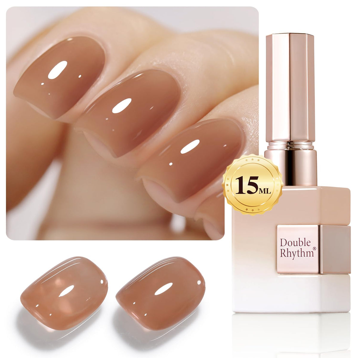 Double Rhythm Gel Polish Light Brown 15ml front view