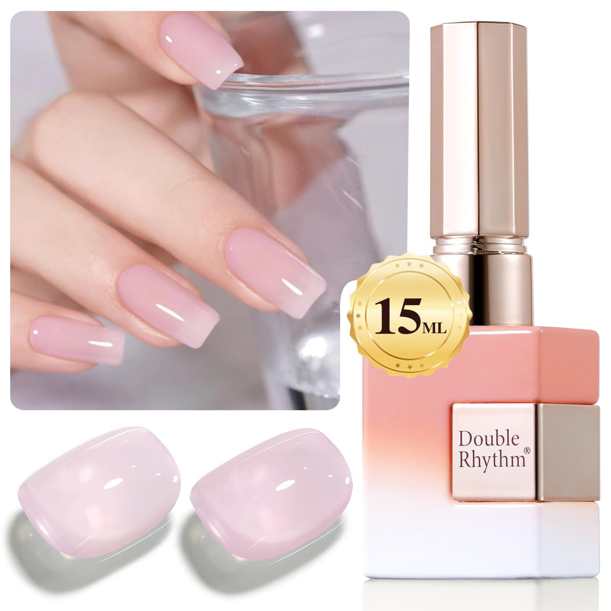 Double Rhythm Gel Polish Light Pink 15ml front view