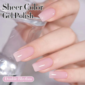 Double Rhythm Gel Polish Light Pink 15ml on nails