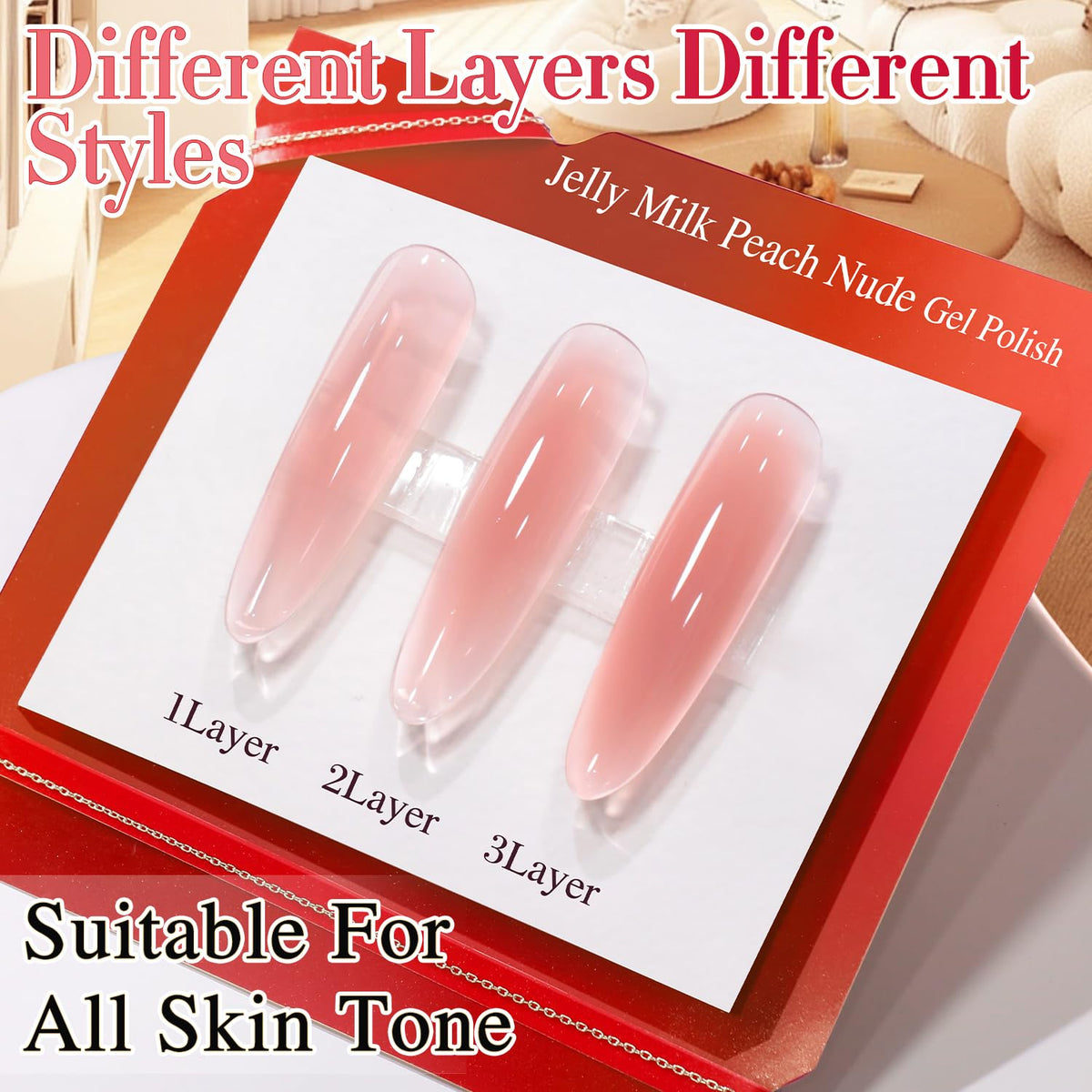 Double Rhythm Gel Polish Milky Peach Nude application on nails