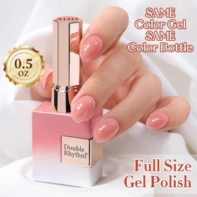Double Rhythm Gel Polish Milky Peach Nude with UV lamp