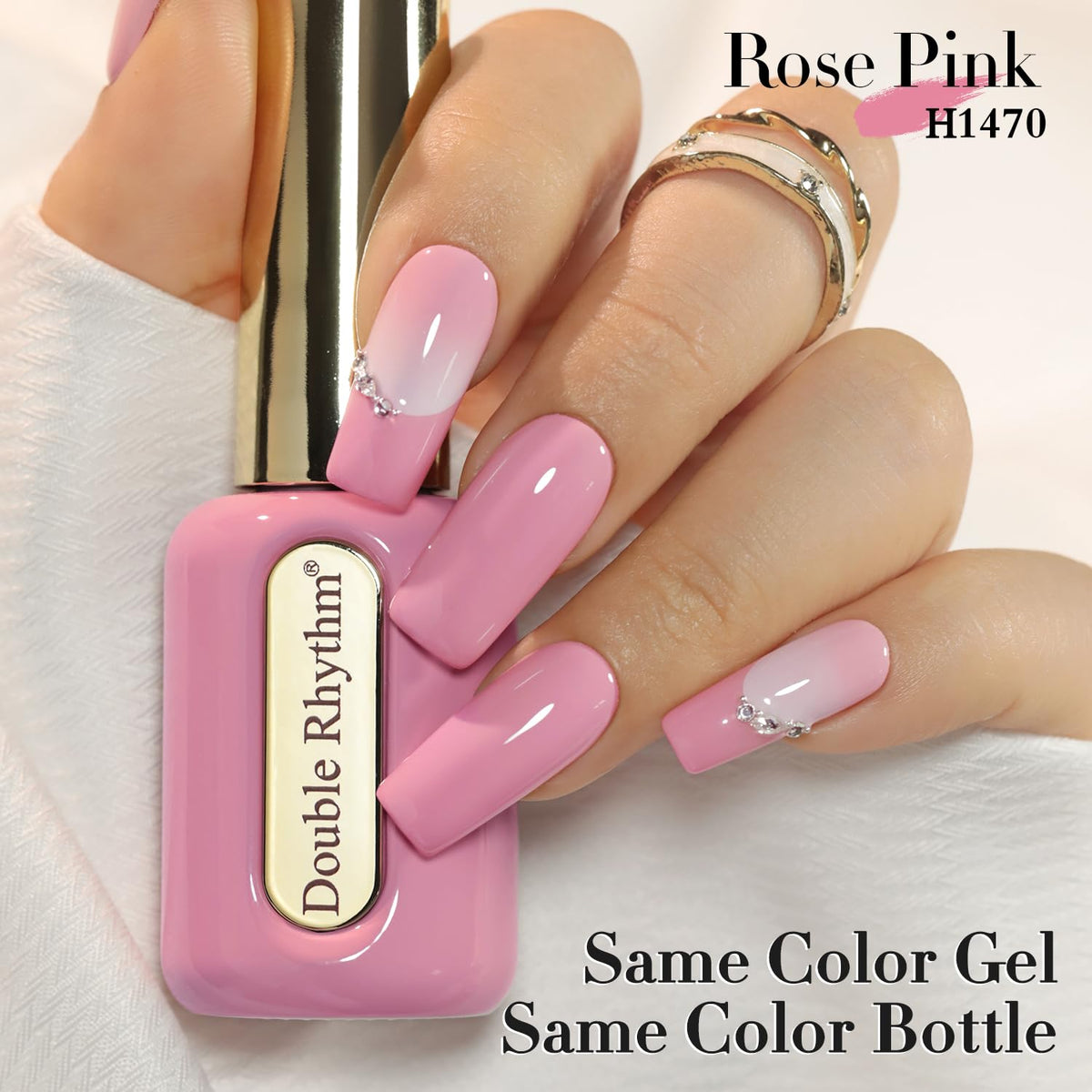 Double Rhythm Gel Polish Milky Purple applied on nails