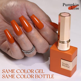 Double Rhythm Gel Polish Pumpkin Orange 15ml bottle side view
