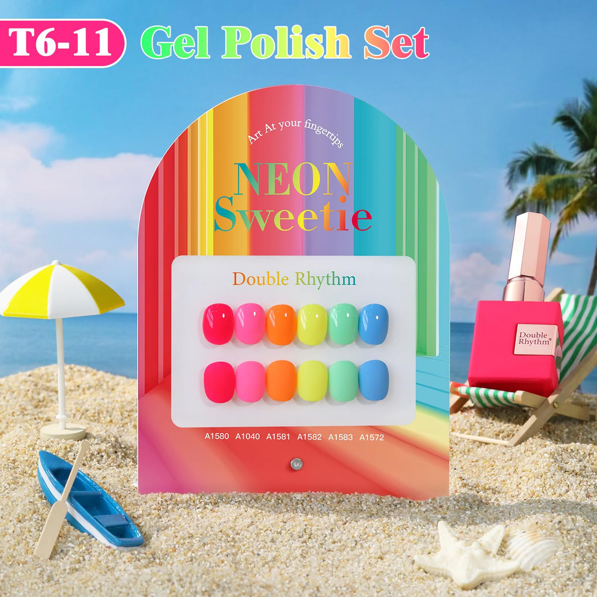 Double Rhythm Gel Polish Set 6 Pcs 15ml application process with UV lamp