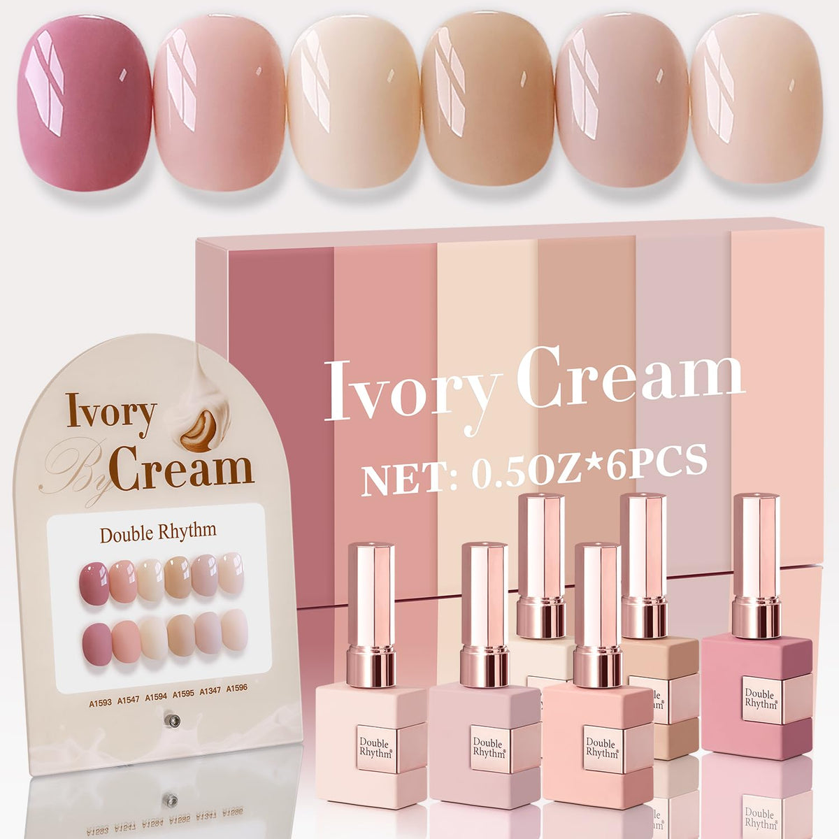 Double Rhythm Gel Polish Set 6 Pcs 15ml assorted colours