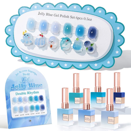 Double Rhythm Gel Polish Set 6 Pcs 15ml assorted colours front view