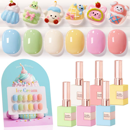 Double Rhythm Gel Polish Set 6 Pcs 15ml assorted colours front view