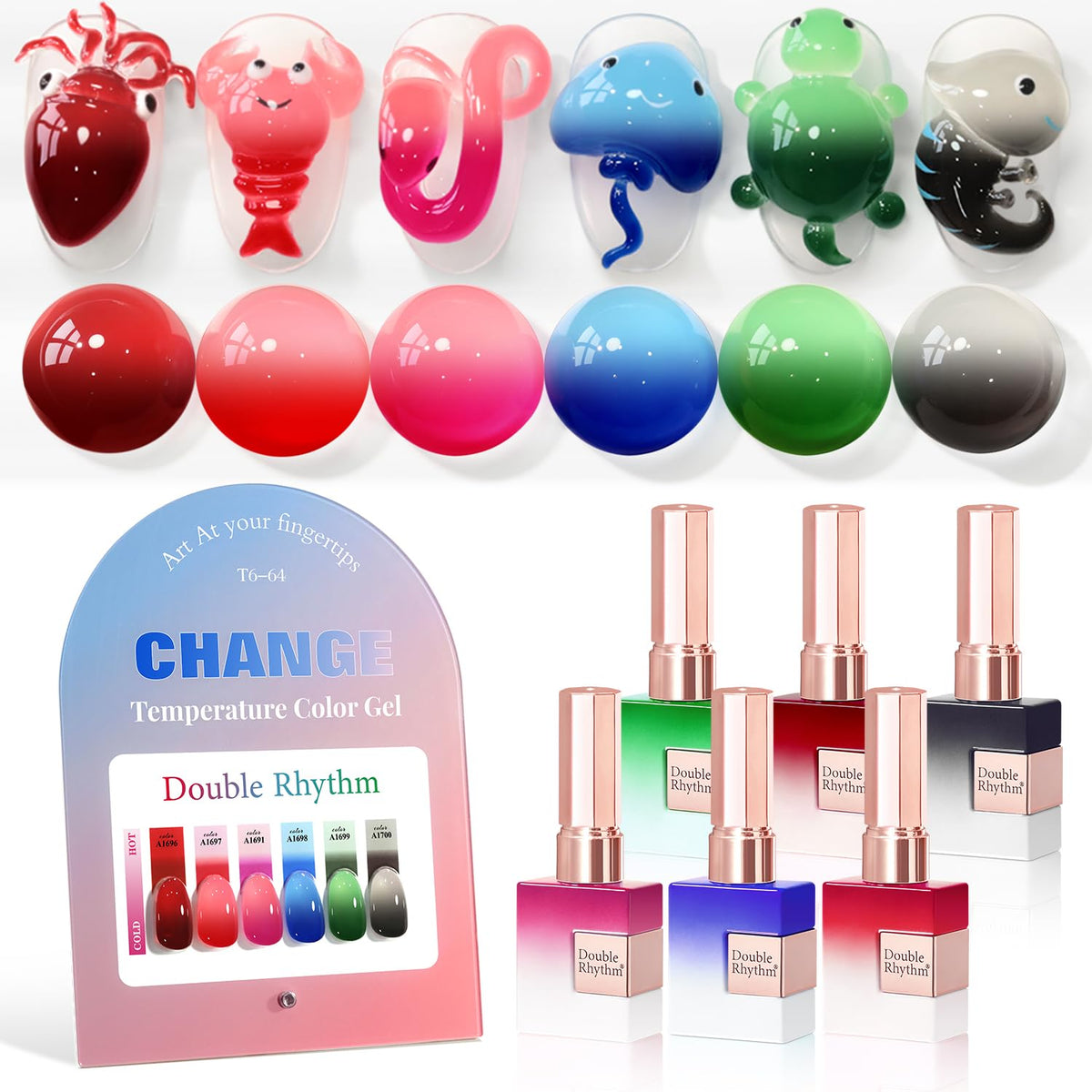 Double Rhythm Gel Polish Set 6 Pcs 15ml bottles front view