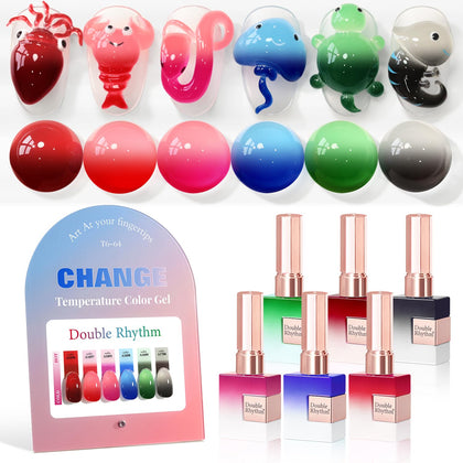 Double Rhythm Gel Polish Set 6 Pcs 15ml bottles front view