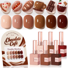 Double Rhythm Gel Polish Set 6 Pcs 15ml in Burgundy Cherry Brown